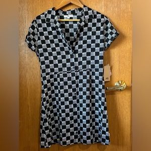 NWT Women’s Vans Tipper Checkerboard Logo Button Down Dress